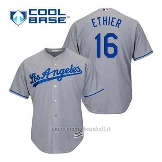 Maglia Baseball Uomo Los Angeles Dodgers Andre Ethier 16 Grigio Cool Base